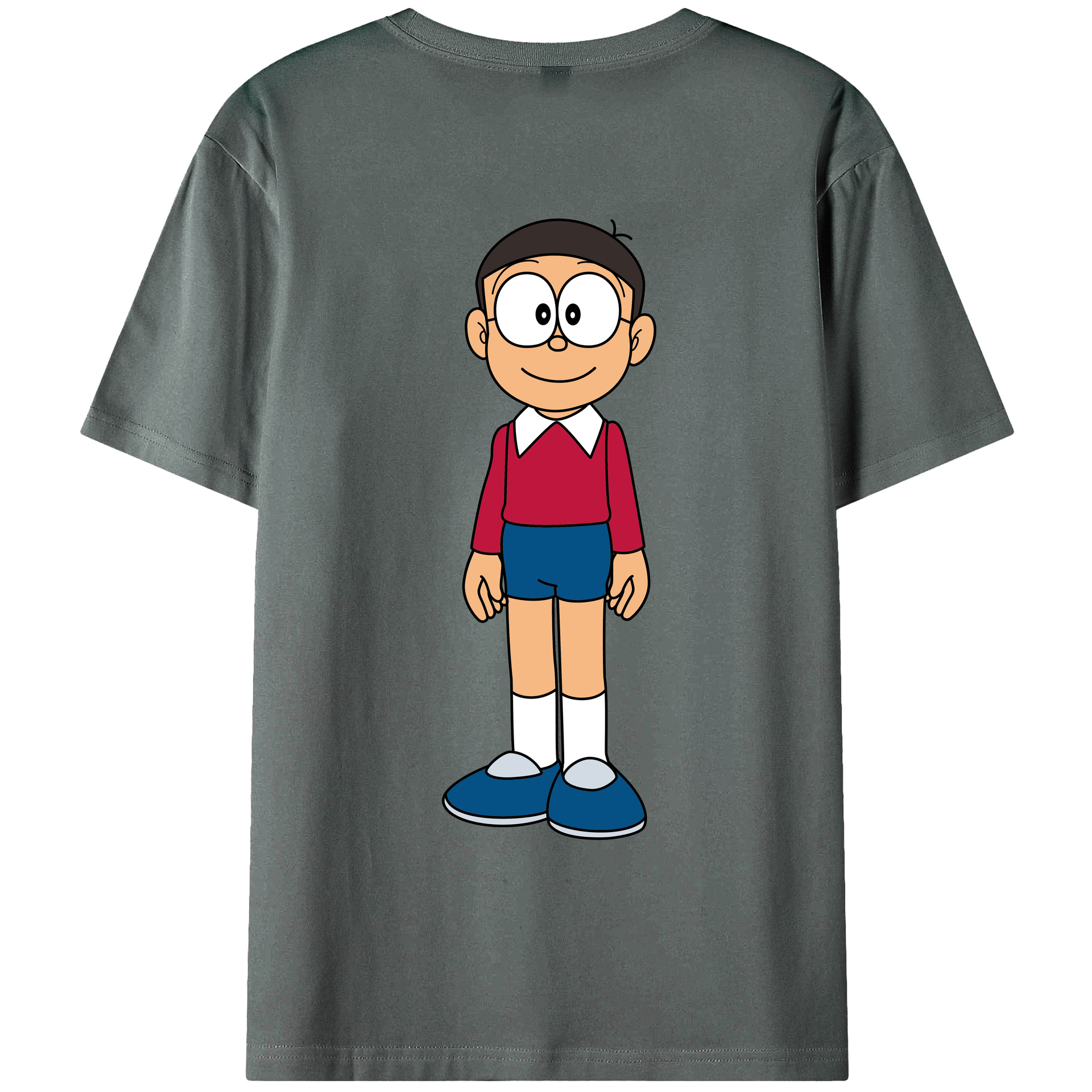 （画像用） ドラえもん 野比 のび太 Doraemon Nobita Nobi 綿100％ メンズ半袖Tシャツ（バックプリント） 通気性
